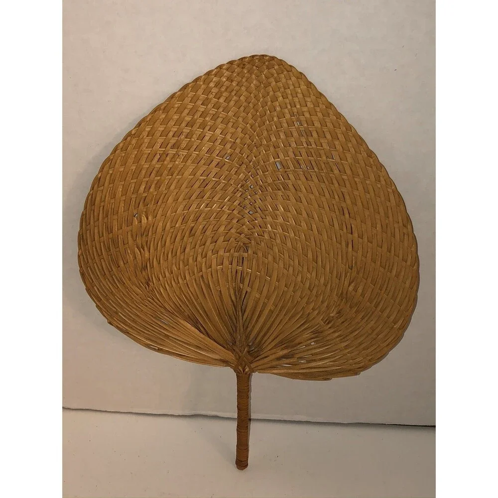 Vintage 20s 30s Wicker Woven Hand Fan McDougald-Bleckley Mortuary ANDERSON SC